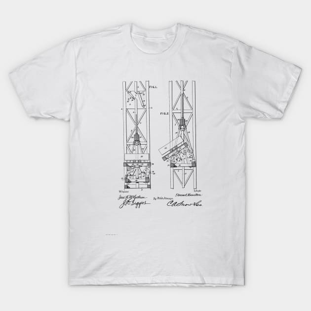 Mine Elevator Vintage Patent Hand Drawing T-Shirt by TheYoungDesigns